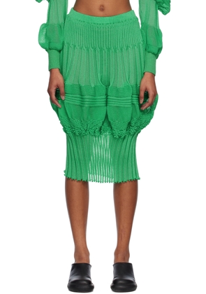 ISSEY MIYAKE Green Assemblage Midi Skirt