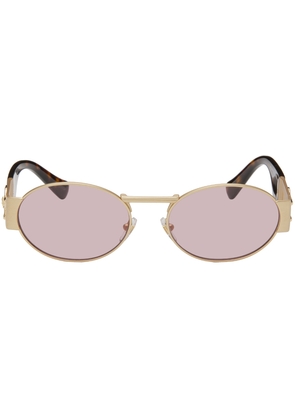 Versace Gold Medusa Deco Oval Sunglasses