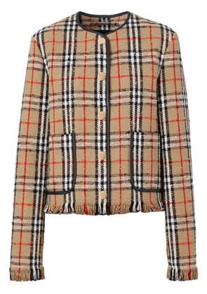 Burberry Vintage-Check Bouclé collarless jacket - Neutrals