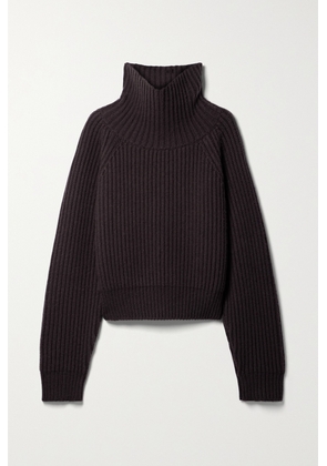 KHAITE - Lanzino Ribbed Cashmere Turtleneck Sweater - Brown - x small,small,medium,large,x large