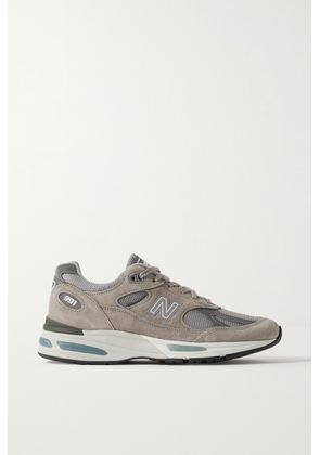 New Balance - 991v2 Mesh And Faux Leather-trimmed Suede Sneakers - Silver - US4,US4.5,US5,US5.5,US6,US6.5,US7,US7.5,US8,US8.5,US9,US9.5,US10,US10.5,US11