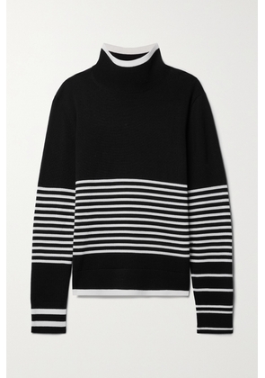 Erin Snow - + Net Sustain Jackie Striped Merino Wool Turtleneck Sweater - Black - x small,small,medium,large,x large