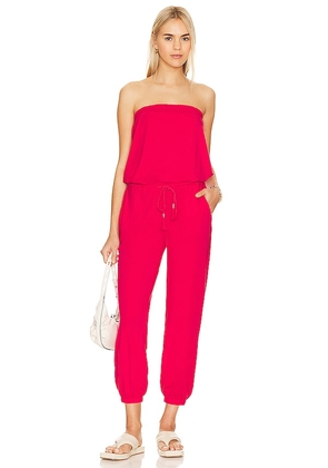 Bobi Strapless Jumpsuit in Red. Size XS.