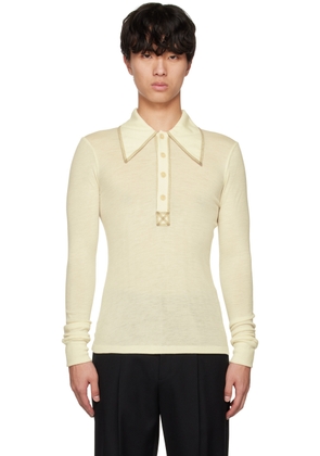 Maiden Name Beige Jess Long Sleeve Polo