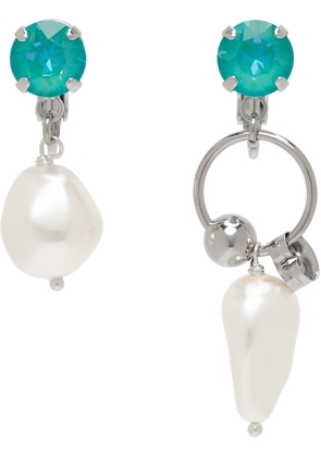 Justine Clenquet SSENSE Exclusive Silver & Blue Stan Earrings
