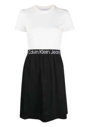 Calvin Klein Jeans two-tone logo-tape dress - White