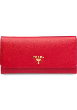 Prada logo-plaque continental wallet - Red