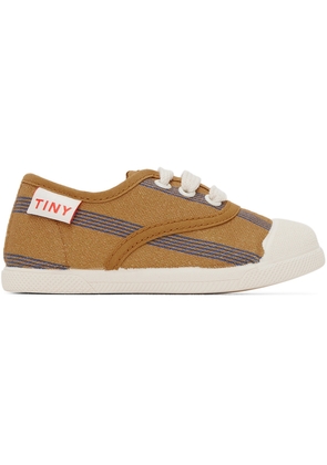 TINYCOTTONS Baby Tan & Blue Lines Sneakers