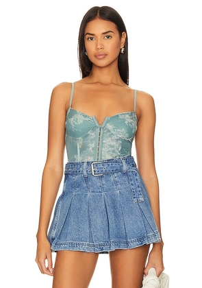 Free People x Intimately FP Night Rhythm Corset Bodysuit In Sage Combo in Blue. Size M.
