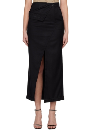 lesugiatelier Black Asymmetric Belt Skirt