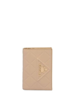 Prada triangle-embossed logo-plaque wallet - Neutrals