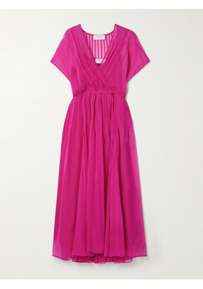 La Ligne - Pintucked Silk-georgette Midi Dress - Pink - x small,small,medium,large,x large