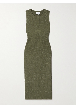 La Ligne - Shirred Cotton-twill Midi Dress - Green - x small,small,medium,large,x large