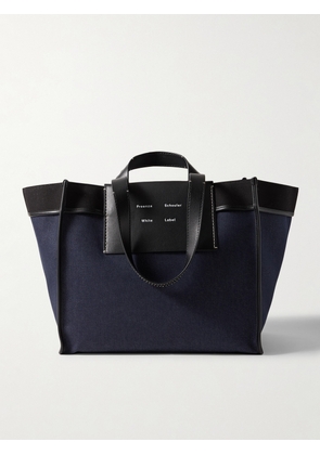 Proenza Schouler White Label - Xl Morris Leather And Canvas-trimmed Denim Tote - Blue - One size
