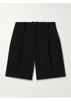 Veronica Beard - Noemi Pleated Linen-blend Shorts - Black - US0,US2,US4,US6,US8,US10,US12
