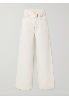 GANNI - Belted High-rise Wide-leg Jeans - Ivory - 24,25,26,27,28,29,30,31,32