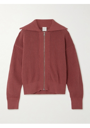Varley - Fairfield Pointelle-knit Cotton Jacket - Burgundy - x small,small,medium,large