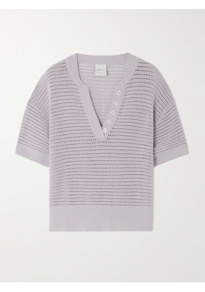 Varley - Callie Open-knit Cotton Top - Gray - xx small,x small,small,medium,large,x large