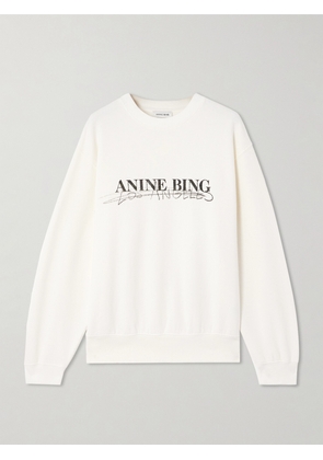 Anine Bing - Ramona Printed Cotton-jersey Sweatshirt - Ivory - x small,small,medium,large