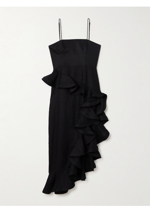 Zimmermann - + Net Sustain Harmony Tango Ruffled Linen Maxi Dress - Black - 00,0,1,2,3,4