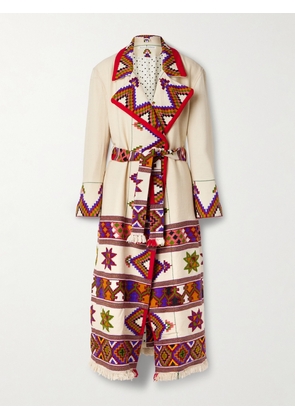 ALIX OF BOHEMIA - Penelope Belted Fringed Embroidered Wool-twill Jacket - Multi - x small,small,medium,large