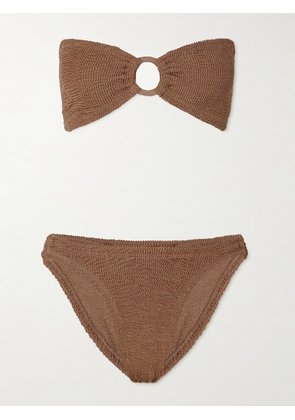Hunza G - Gloria Metallic Seersucker Bikini - Brown - Beachwear One Size