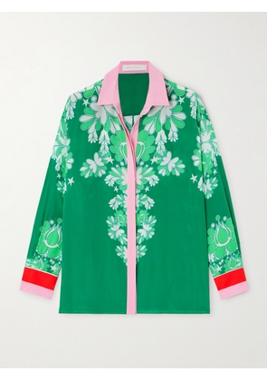Borgo de Nor - Nova Floral-print Crepe Shirt - Green - UK 6,UK 8,UK 10,UK 12,UK 14,UK 16