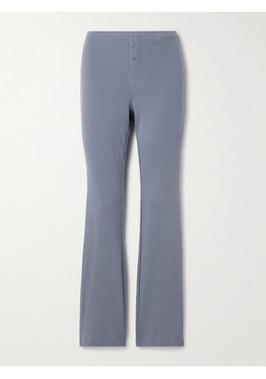 Skin - Paloma Pointelle-knit Organic Cotton-jersey Flared Pants - Blue - 0,1,2,3,4,5