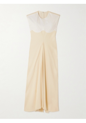 CARVEN - Two-tone Pleated Cotton-blend Twill Maxi Dress - Off-white - FR34,FR36,FR38,FR40