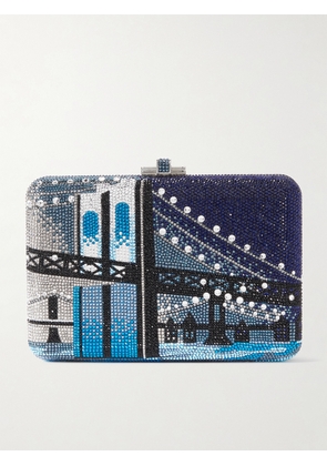Judith Leiber Couture - Brooklyn Bridge Crystal-embellished Silver-tone Clutch - Blue - One size