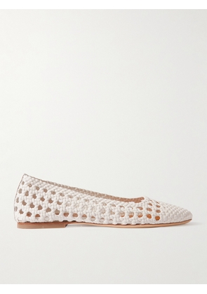 STAUD - Nell Woven Leather Ballet Flats - White - IT35,IT36,IT36.5,IT37,IT37.5,IT38,IT38.5,IT39,IT39.5,IT40,IT40.5,IT41,IT41.5,IT42
