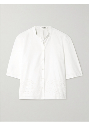 FRAME - Broderie Anglaise Cotton-poplin Shirt - White - xx small,x small,small,medium,large,x large