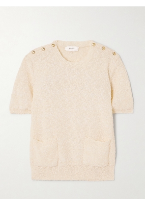 FRAME - Button-embellished Bouclé-knit Sweater - Cream - xx small,x small,small,medium,large