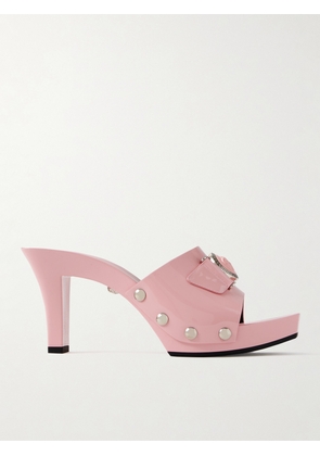 Versace - Embellished Patent-leather Mules - Pink - IT36,IT36.5,IT37,IT37.5,IT38,IT38.5,IT39,IT39.5,IT40,IT40.5,IT41