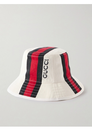 Gucci - Embroidered Striped Cotton-twill Fedora - White - S,M,L