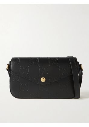 Gucci - Gg Super Mini Embossed Leather Shoulder Bag - Black - One size
