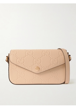 Gucci - Gg Super Mini Embossed Leather Shoulder Bag - Pink - One size