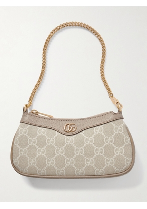 Gucci - Ophidia Leather-trimmed Canvas-jacquard Shoulder Bag - Neutrals - One size