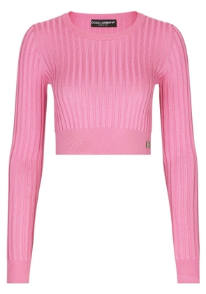 Dolce & Gabbana DG-plaque cropped top - Pink