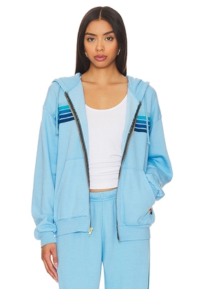 Aviator Nation 5 Stripe Zip Relaxed Hoodie in Blue. Size L, S, XL/1X, XS.