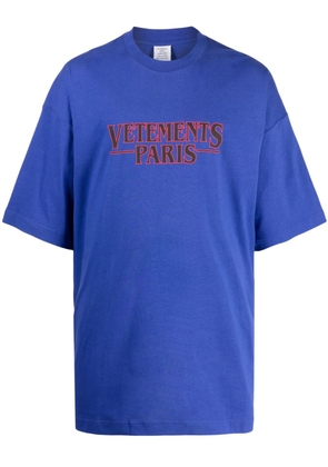 VETEMENTS logo-embroidered cotton T-shirt - Blue