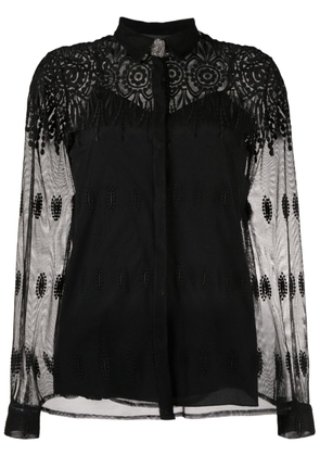Fabiana Filippi lace-detail semi-sheer top - Black