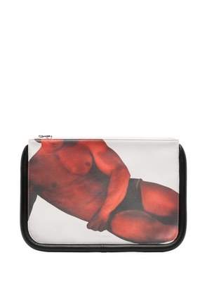 JW Anderson Bumper graphic-print leather pouch - White