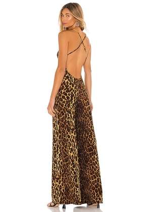 Norma Kamali Low Back Slip Jumpsuit in Brown. Size XL.