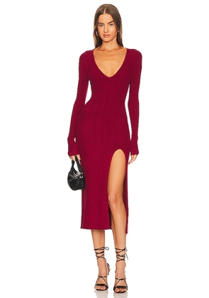 Michael Costello x REVOLVE Variegated Rib Long Sleeve Bodycon Dress in Red. Size M, S, XL, XS.