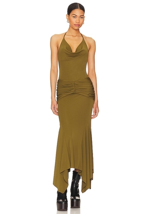 NBD Gracie Maxi Dress in Olive. Size M, S.