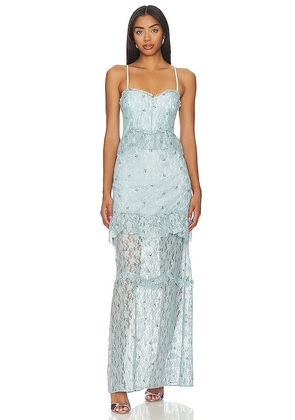 MAJORELLE Aisling Gown in Baby Blue. Size L, M, XL, XS.