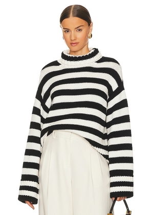 L'Academie Stellan Striped Sweater in White. Size M, S, XL, XS.