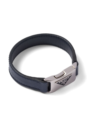 Prada Saffiano-leather triangle-logo bracelet - Blue
