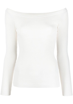 P.A.R.O.S.H. fine ribbed off-shoulder top - White